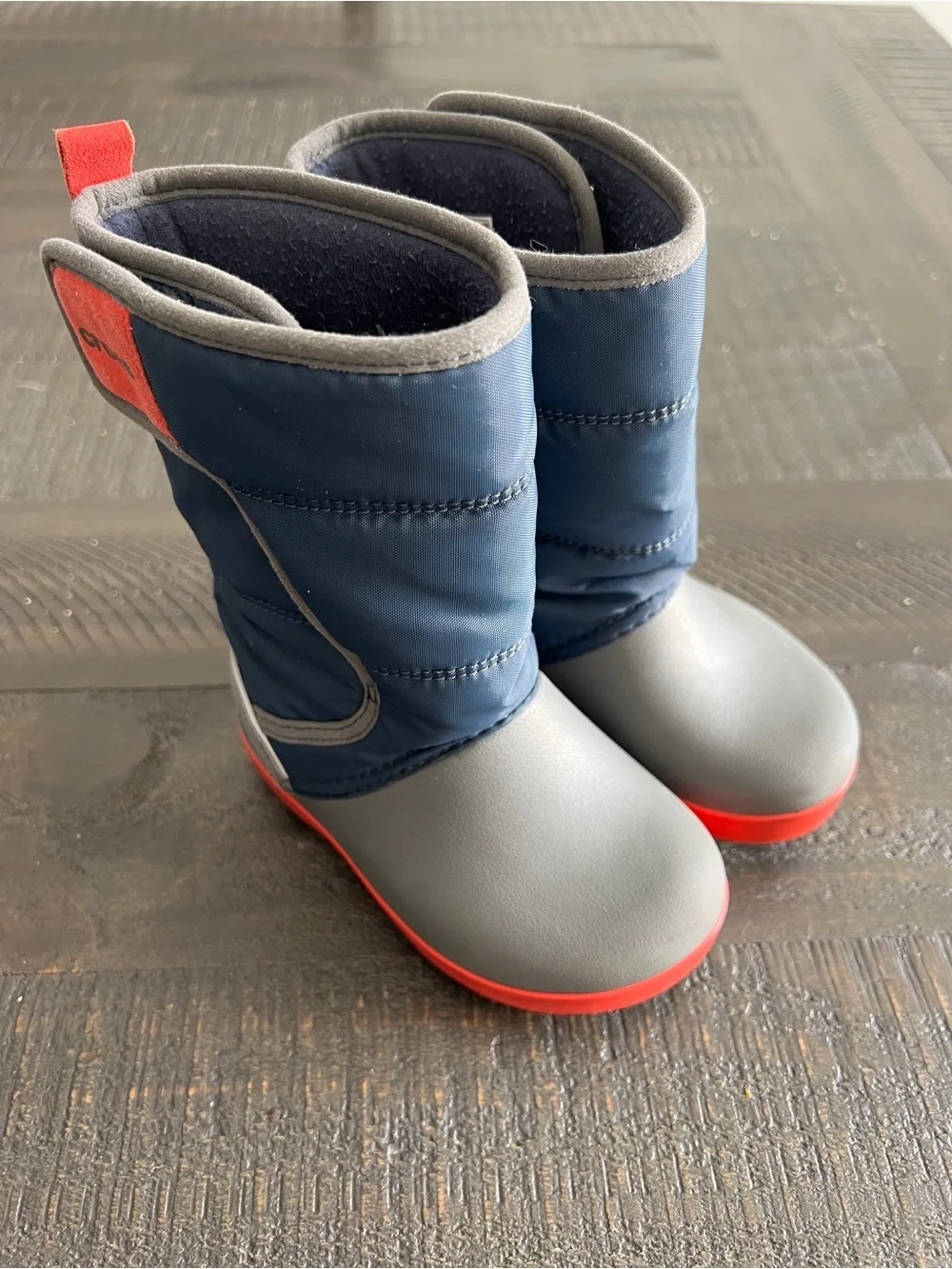 Crocs Kids Winter Puff Boots C8 Navy Gray Red Insulated Waterproof Snow Boots